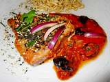 Steak de la mer en sauce tomate/soja et herbes aromatiques