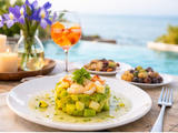 Tartare avocat crevettes mangue façon méditerranéenne,