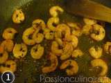 Crevettes à la crème de coco et curcuma - Chaque étape en photo