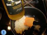Dos de cabillaud en croûte d'herbes fraîches, riz au poivron et sa sauce miel / huile d'olive - Chaque étape en photo