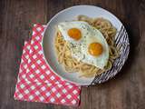 Spaghettis au Comté et œufs à cheval (recette de Philippe Etchebest)
