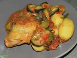 Cuisse de poulet cuit dans ses légumes
