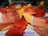 Melon au jambon Serrano et pastèque (très simple)