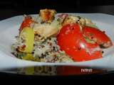 Table aspirant mon assiette de quinoa aux poireaux-tomates et poulet