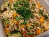 Boite Déj: quinoa et boulgour avec carrottes, courgette et petits pois