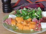 Salade mâche-melon-cabecou