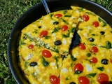 Frittata épinards, tomates, olives et feta