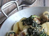 Gratin de gnocchi, chipolatas, épinards & crème de parmesan