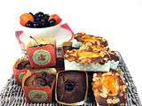 Mini cakes chocolat/cerises et amandes/abricot