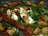 Salade tiède d'asperges vertes, mozzarella et lard
