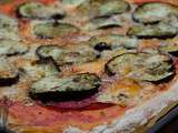Pizza aubergine, bresaola et gorgonzola