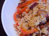 Poêlée de riz thaï au chorizo, au poivron et aux radis