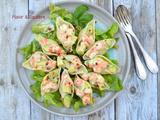 Conchiglioni aux crevettes et à l’avocat, recette fraîche