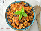 Salade d’aubergines parfumées et pois chiches