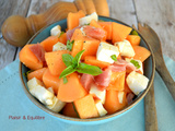 Salade fraîcheur de melon, mozzarella et jambon cru