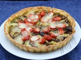 Tarte fine aux légumes, pesto et mozzarella