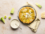 Tarte tatin de poireaux et crème de parmesan