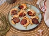 Brochettes de crevettes au chorizo