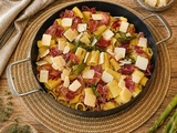 Pâtes aux asperges vertes, pancetta croustillante et parmesan