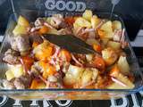 Ragoût de saucisses aux oignons, pommes de terre et carottes au cookéo