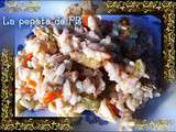 Salade composée de riz au miettes de surimi