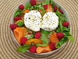 Salade de burrata abricots framboises