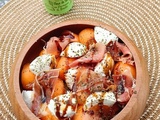Salade de melon, mozzarella et Proscuitto