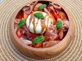 Salade pêche burrata
