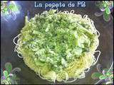 Spaghetti aux brocolis sauce cheddar