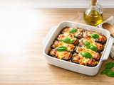 Aubergine au jambon gratinée au four