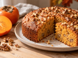 Ce gâteau au kaki reste moelleux jusque sous sa croûte de noix