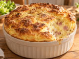 Ce soufflé au jambon dépasse le moule sans perdre son cœur moelleux