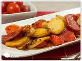 Poêlée de pommes de terre à l’espagnole (tomates cerises, chorizo, paprika)