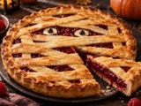 Sous ses bandelettes dorées, cette tarte momie cache une confiture rouge