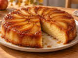 Sous ses pommes caramélisées, ce gâteau de semoule se tient sans œufs