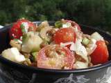 Salade lentilles, tomates, concombre et féta à la vinaigrette de gingembre