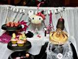 Sweet table en rose et noir pour Halloween - Halloween Dessert table - Black and Pink halloween a little Hello Kitty