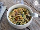 One-pot pasta {courgette, champignons, petits pois}