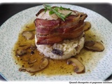Cailles aux champignons et son risotto aux morilles