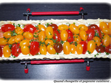 Tarte aux tomates cerises fraîches sur lit de tartare
