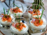 Verrines de mousse d’asperges et saumon fumé