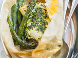 Papillote de cabillaud asperges sauce citron