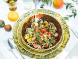Salade de tomates et boulgour, vinaigrette à la mélasse de grenade