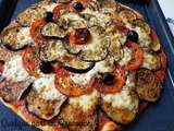 Pizza aubergine,courgette,tomates et mozzarella