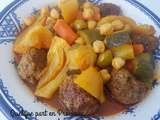 Tajine de boulettes aux legumes, citron confit