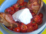 Salade tiède de tomates à la burrata