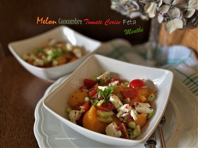 Salade de tomates pastèque et fêta - La Cuisine d'Adeline