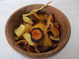 Chips de légumes anciens légères {panais, carottes multicolores}