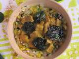 Sauté de porc au curry et ses céréales aux légumes