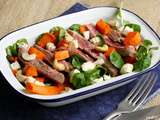 Salade de gigot d’agneau au picodon et légumes rôtis